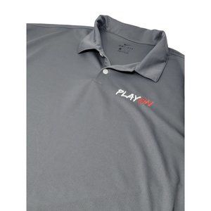 Nike Dri-Fit‎ Polo Shirt Size XXL Play On Graphics Embroidered Gray